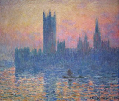 国会議事堂、日没 作： Claude Monet